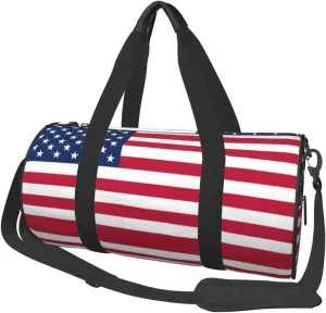 Patriotic American Flag Duffel Tote for Men and Women Backpacking Travel and Storage Shoulder Bag