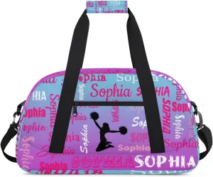 Personalized Cheer Bag Cheerleader Bag Gymnastics Bags, Custom Cheerleader Sport Duffel Gym Bags Travel Overnight Weekender Bags, Blue Purple Gradient