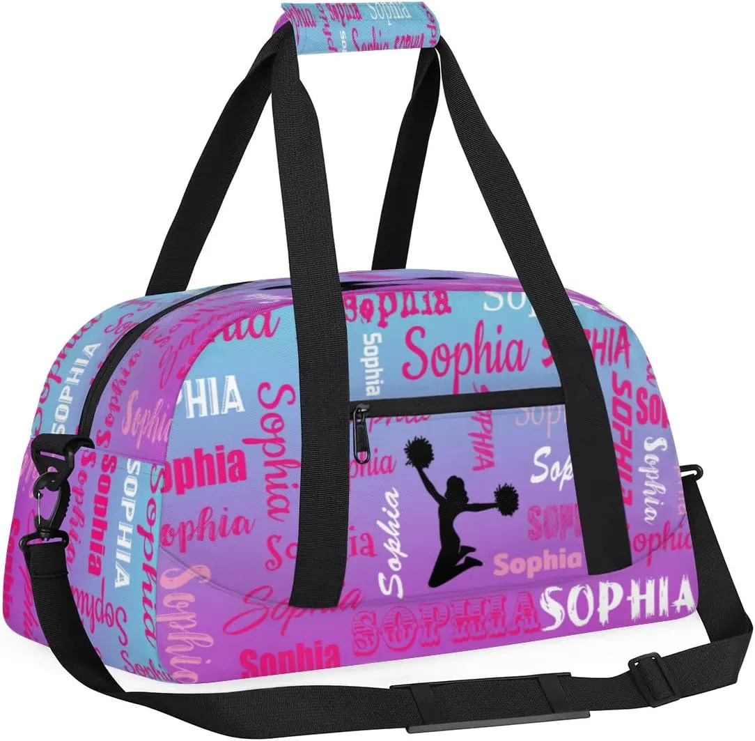 Personalized Cheer Bag Cheerleader Bag Gymnastics Bags, Custom Cheerleader Sport Duffel Gym Bags Travel Overnight Weekender Bags, Blue Purple Gradient