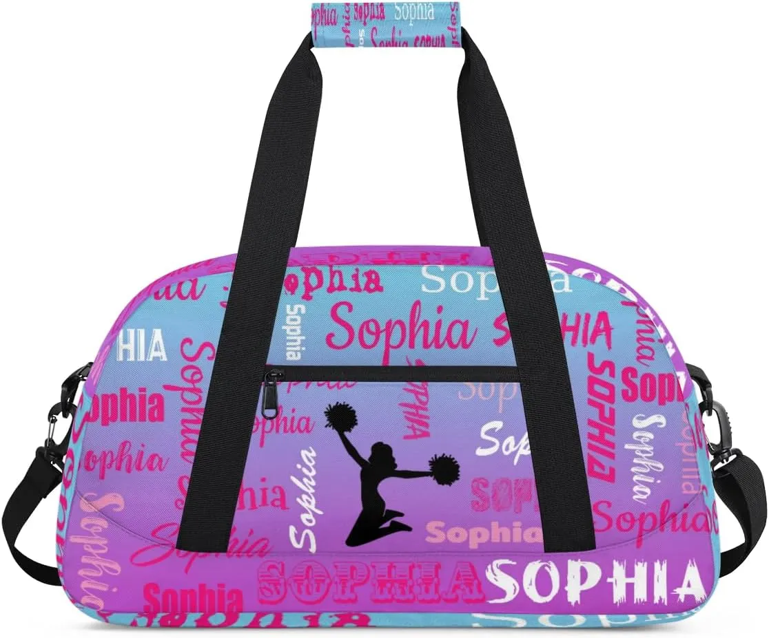 Personalized Cheer Bag Cheerleader Bag Gymnastics Bags, Custom Cheerleader Sport Duffel Gym Bags Travel Overnight Weekender Bags, Blue Purple Gradient
