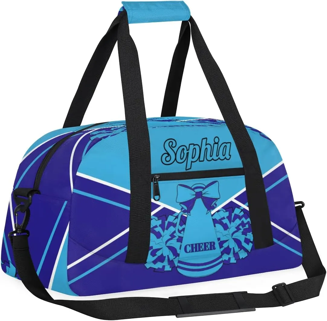 Personalized Cheer Duffel Bags Custom Cheerleader Bag with Name for Sport Events Dance Bag Gym Bag Overnight Weekender Carry-on Bag, Multi Blue