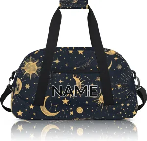Personalized Custom Boho Sun Moon Gym Bag for Women Men Carry on Travel Duffel Tote Modern Stars Gothic Overnight Workout Weekender Bag