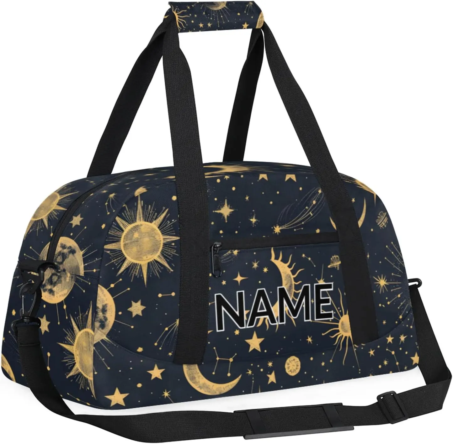 Personalized Custom Boho Sun Moon Gym Bag for Women Men Carry on Travel Duffel Tote Modern Stars Gothic Overnight Workout Weekender Bag