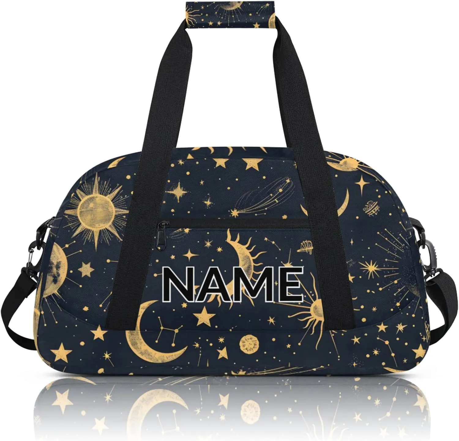 Personalized Custom Boho Sun Moon Gym Bag for Women Men Carry on Travel Duffel Tote Modern Stars Gothic Overnight Workout Weekender Bag