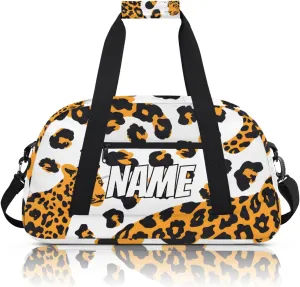 Personalized Custom Gym Bag for Women Men Carry on Leopard Print Travel Duffel Tote Cheetah Skin Overnight Workout Weekender Bag