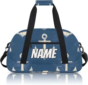 Personalized Custom Gym Bag for Women Men Carry on Ocean Anchors Travel Duffel Tote Nautical Theme Overnight Workout Weekender Bag