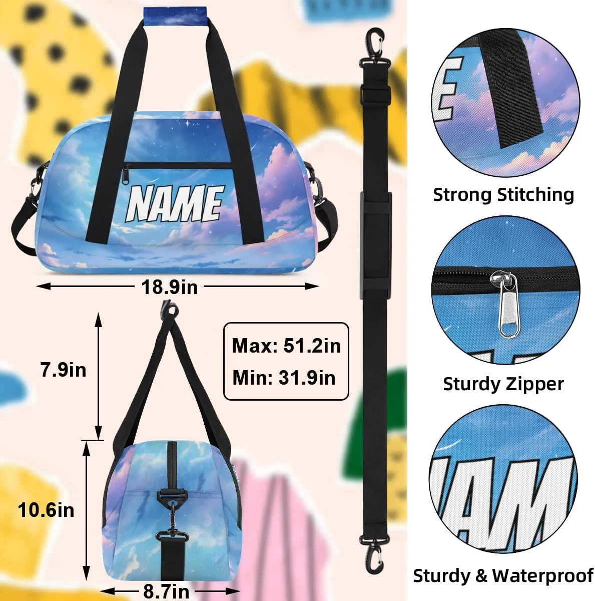 Personalized Custom Gym Bag for Women Men Carry on Universe Travel Duffel Tote Starry Sky Overnight Workout Weekender Bag