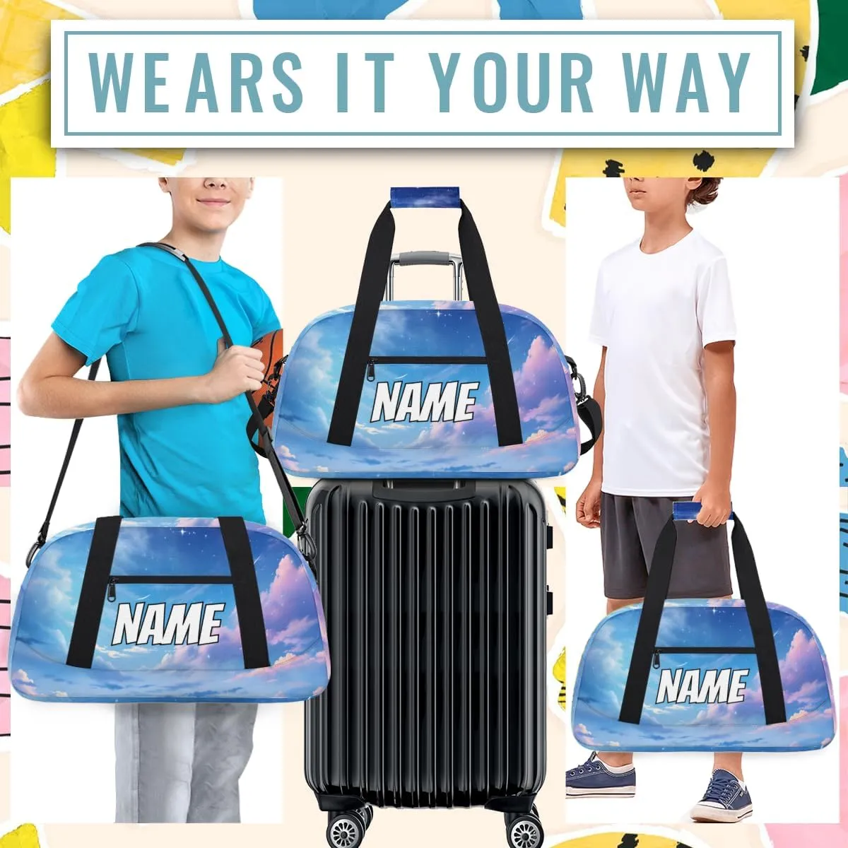 Personalized Custom Gym Bag for Women Men Carry on Universe Travel Duffel Tote Starry Sky Overnight Workout Weekender Bag
