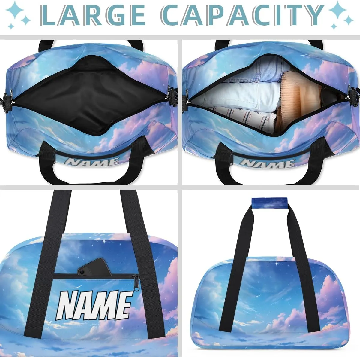 Personalized Custom Gym Bag for Women Men Carry on Universe Travel Duffel Tote Starry Sky Overnight Workout Weekender Bag