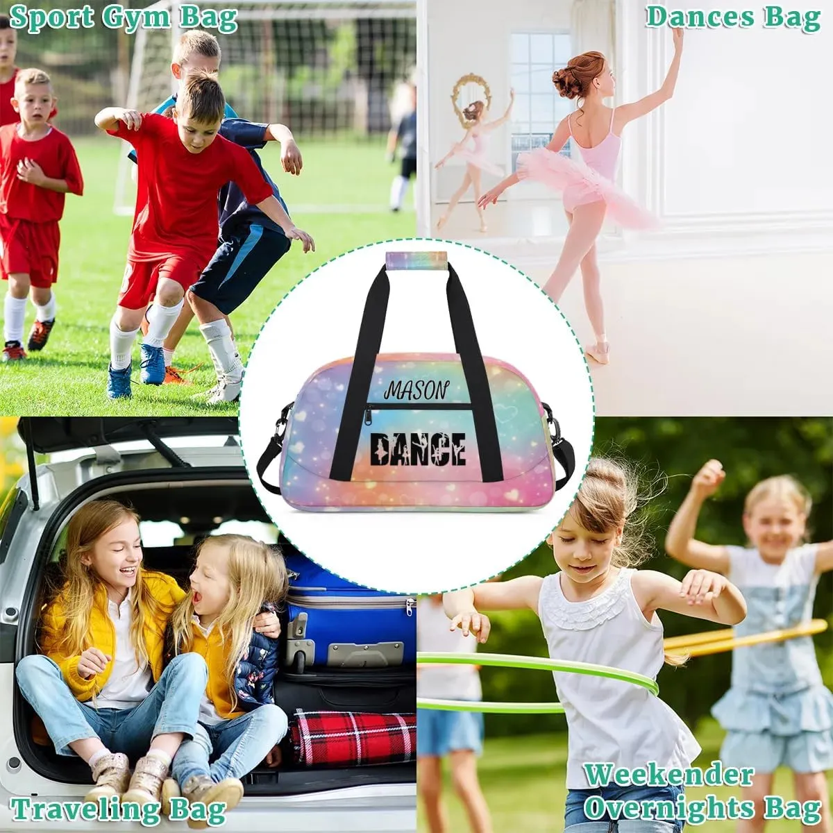 Personalized Dance Bag Gym Bag for Women, Custom Sport Duffel Bag Overnight Weekender Bags Travel Duffel Bag, Gorgeous Glitter