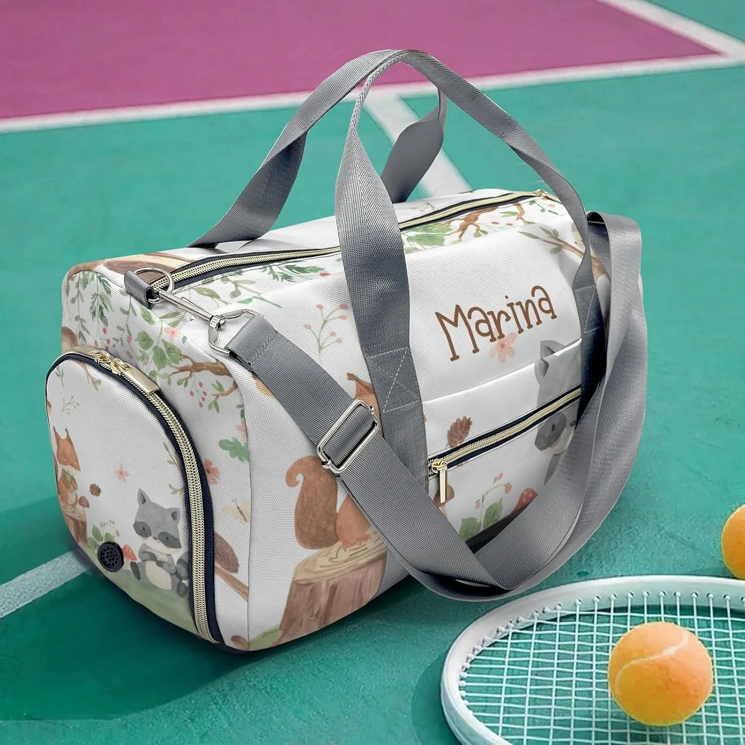 Personalized Duffel Bag Woodland Squirrel Raccoon Owl Hedgehog Function Meets Fashion: Travel Bags for Fitness Journey
