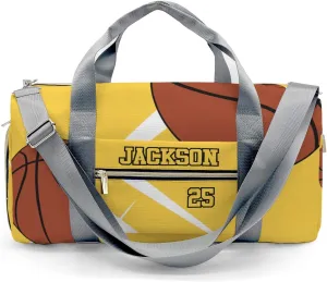 Personalized Duffle Bag with Name,Sport Basketball Player Team Yellow Custom Travel Bag Carry On Weekend Overnight Bag Gym Sports Bag Dance Bag