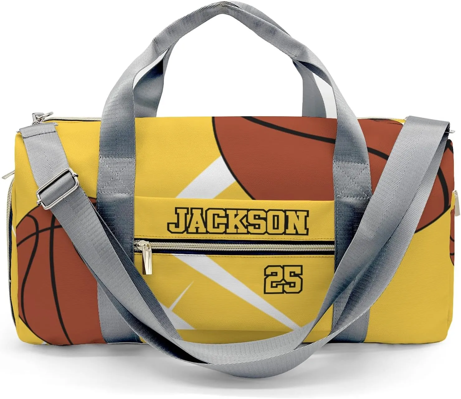 Personalized Duffle Bag with Name,Sport Basketball Player Team Yellow Custom Travel Bag Carry On Weekend Overnight Bag Gym Sports Bag Dance Bag