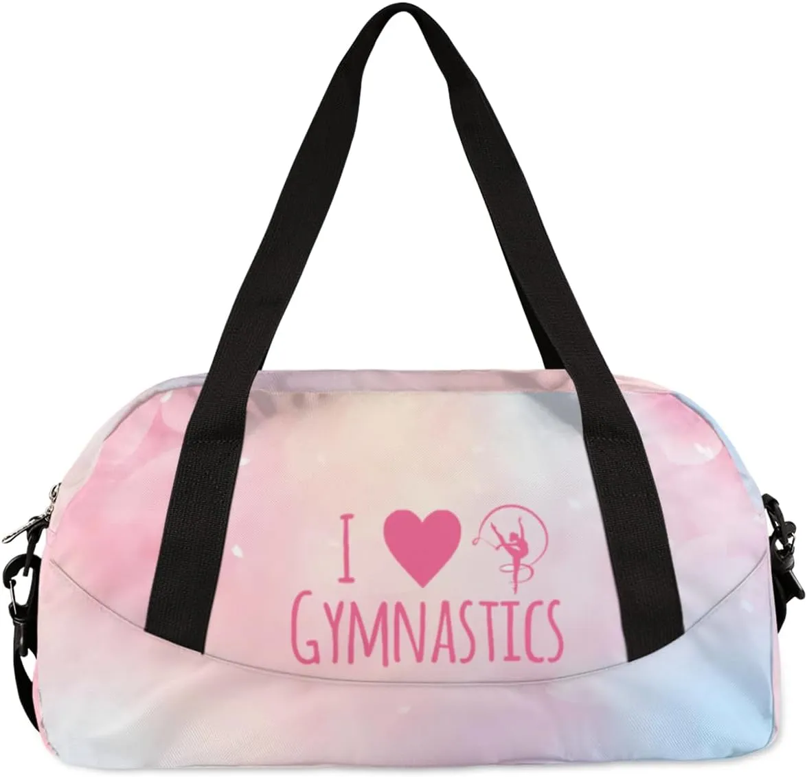 Personalized Gym Bag for Girls Teens, Custom Dance Bag Overnight Small Duffel Bag Carry On Weekend Sports Travel Bag for School Practice Gymnastics Ballet, Gymnastics Pink Petals