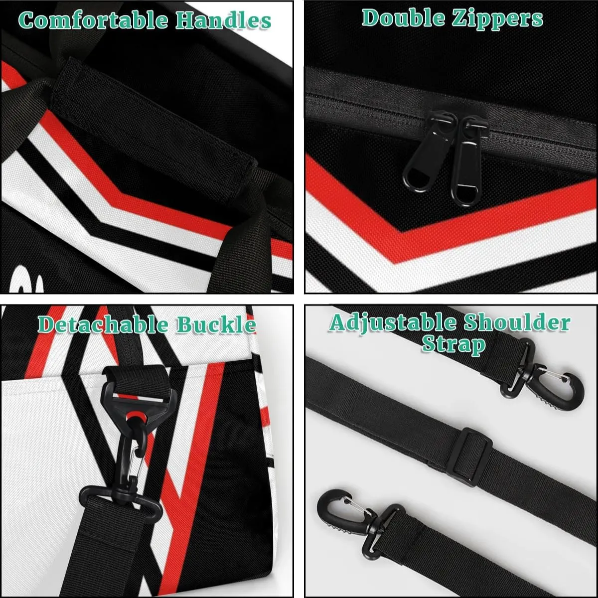 Personalized Name Cheerleaders Bag Custom Cheer Duffel Bags Gymnastics Bag Weekend Travel Overnight Bag for Sport Events, Black White