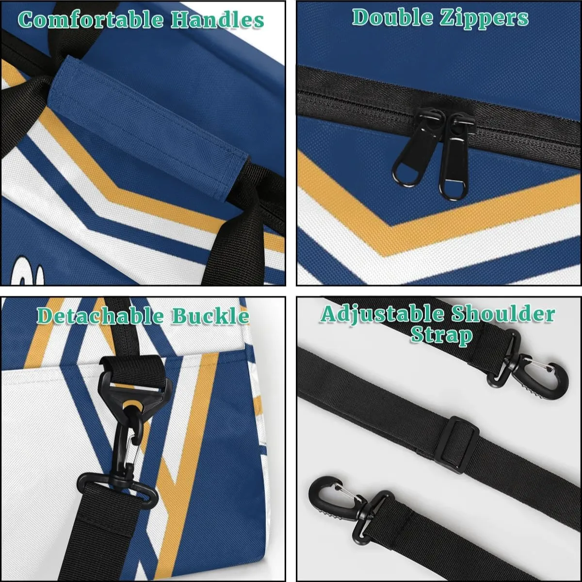 Personalized Name Cheerleaders Bag Custom Cheer Duffel Bags Gymnastics Bag Weekend Travel Overnight Bag for Sport Events, Blue White