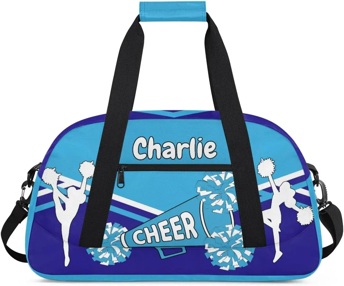 Personalized Name Cheerleaders Bag Custom Cheer Duffel Bags Gymnastics Bag Weekend Travel Overnight Bag for Sport Events, Blue