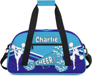 Personalized Name Cheerleaders Bag Custom Cheer Duffel Bags Gymnastics Bag Weekend Travel Overnight Bag for Sport Events, Blue