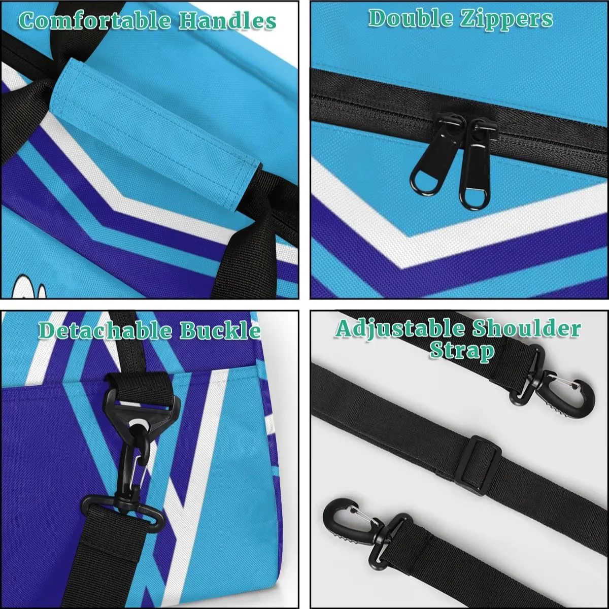 Personalized Name Cheerleaders Bag Custom Cheer Duffel Bags Gymnastics Bag Weekend Travel Overnight Bag for Sport Events, Blue