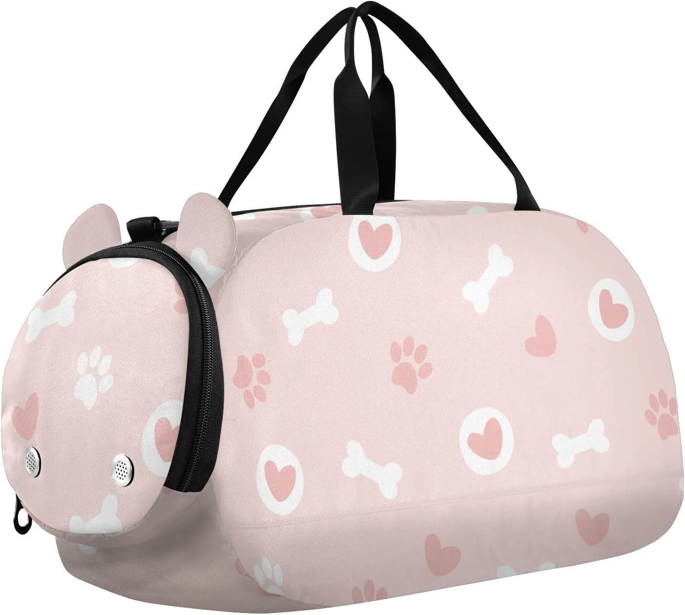 Pet Paw Bone and Hearts Pink Duffel Bags for Boys Small Gym Bags for Teens Dance Bag for Girls