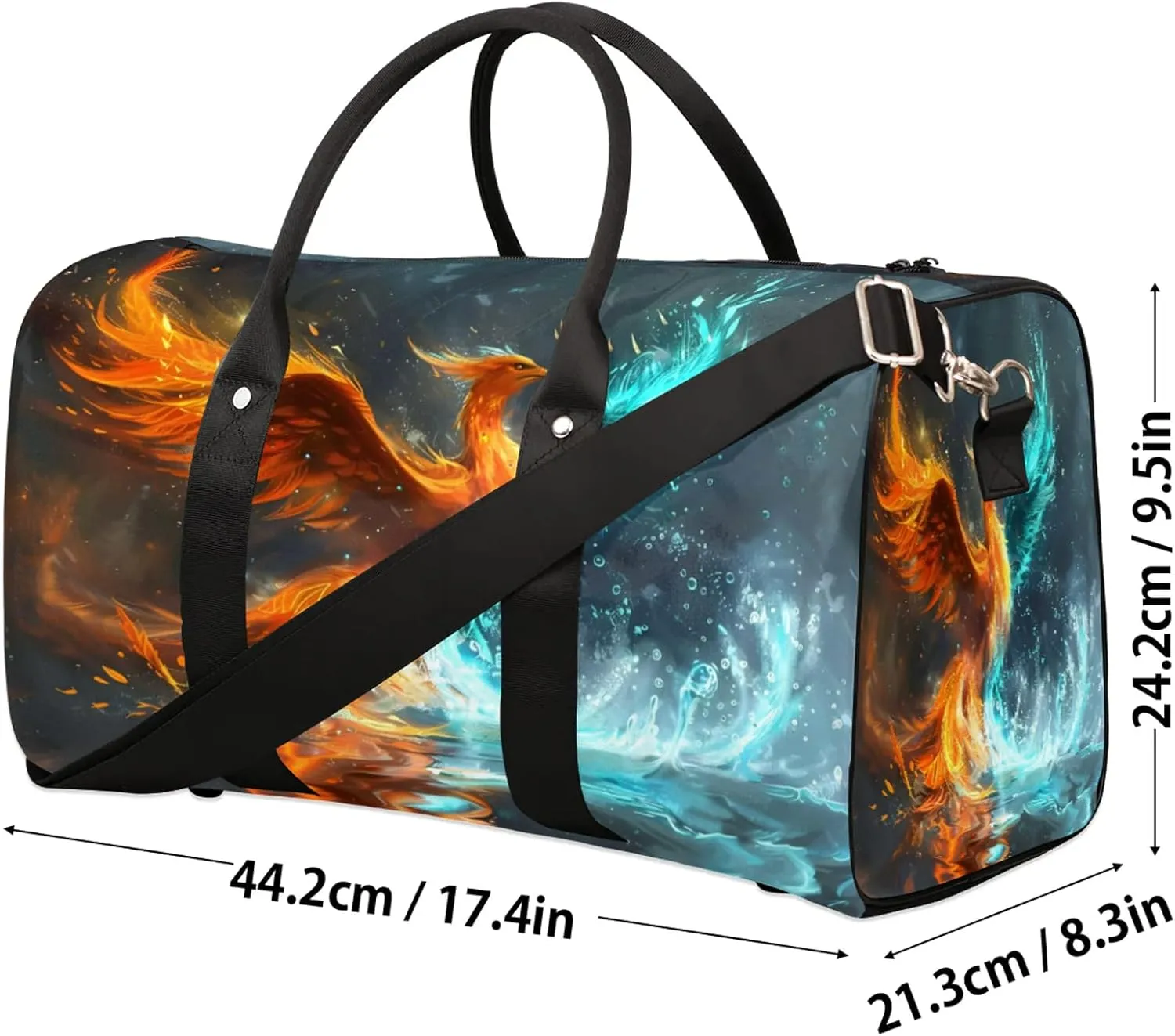 Phoenix Bird Travel Bag for Men Women, Gym Duffle Bags for Travel, Carry On Luggage Bag, Weekender Overnight Workout Bags