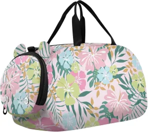 Pink Green Blue Flowers Duffel Bags for Boys Small Gym Bags for Teens Dance Bag for Girls