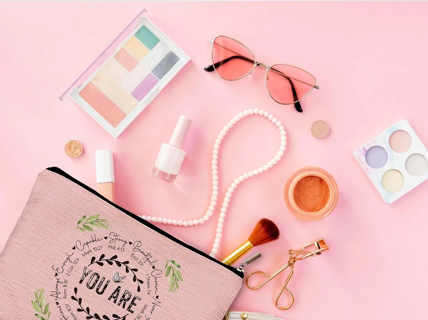 Pink Makeup Bag,Christian Gifts for Women,Inspirational Cosmetic Bags With Zipper,You are Makeup Bag,Inspirational Christian Gifts