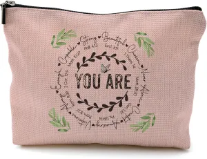 Pink Makeup Bag,Christian Gifts for Women,Inspirational Cosmetic Bags With Zipper,You are Makeup Bag,Inspirational Christian Gifts