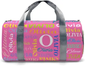Pink Personalized Duffel Bag with Name Next Custom Travel Bag for Woman Men Sports Gym Dance Bags Wet Dry Pockets Shoe Compartment Overnight Weekend Bag