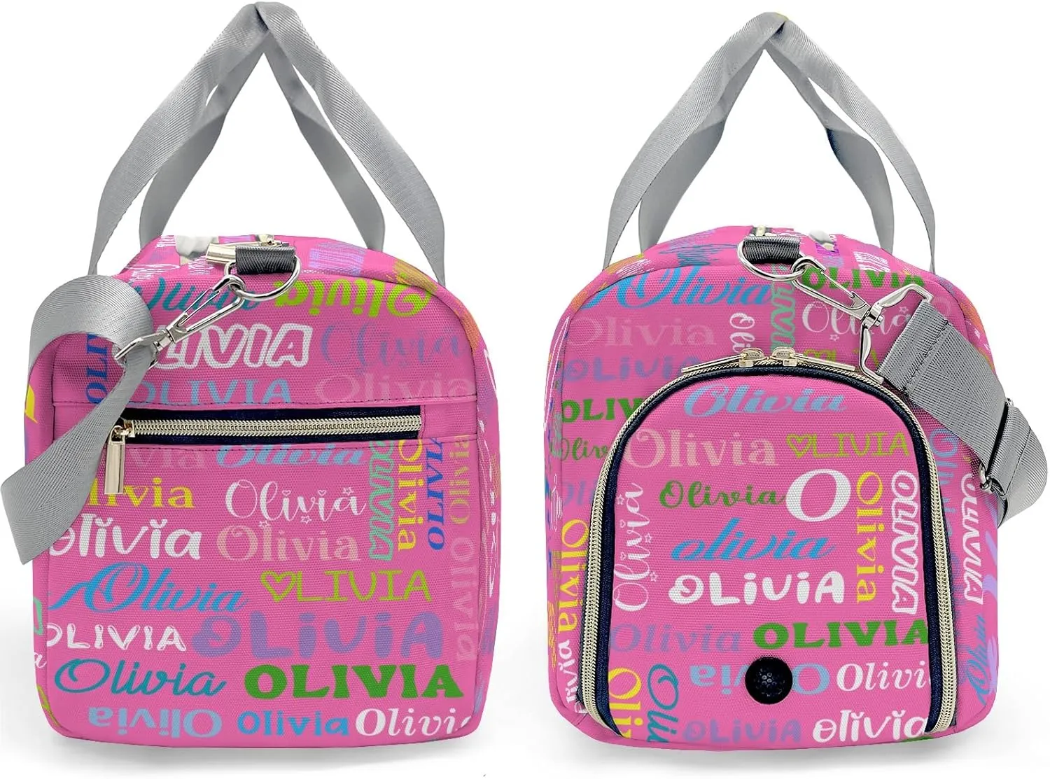 Pink Personalized Duffel Bag with Name Next Custom Travel Bag for Woman Men Sports Gym Dance Bags Wet Dry Pockets Shoe Compartment Overnight Weekend Bag