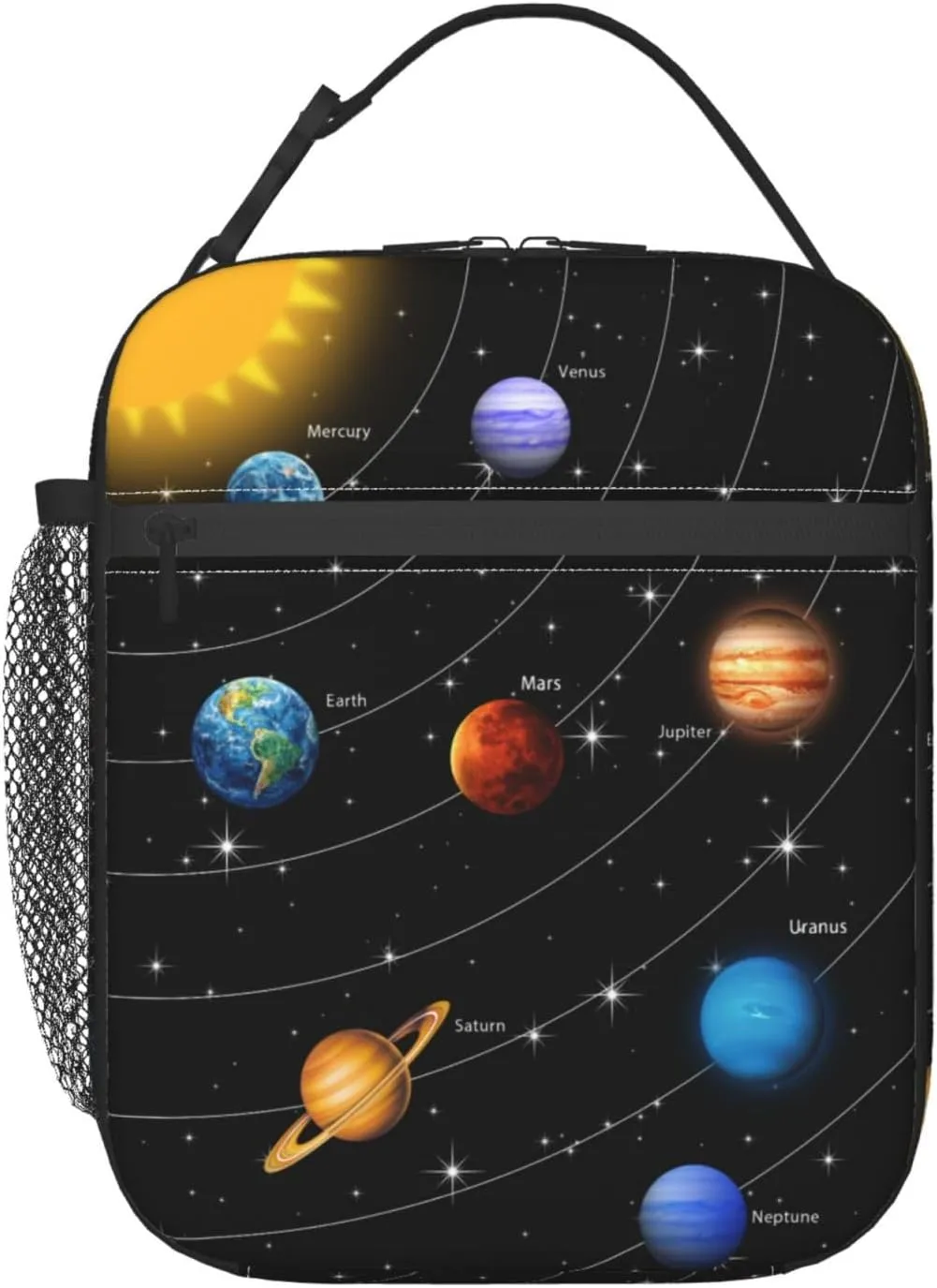 Planet Star Insulated Lunch Box for Girls Boys Kids Galaxy Solar System Lunch Bag for Women Men Adult Reusable Cooler Tote Bag for School Work Office Picnic Travel Hiking