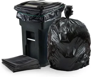 Plasticplace 64-65 Gallon Trash Can Liners for Toter │ 3.0 Mil │ Black Heavy Duty Garbage Bags │ 50” x 60” (25 Count),W65LDBTL3