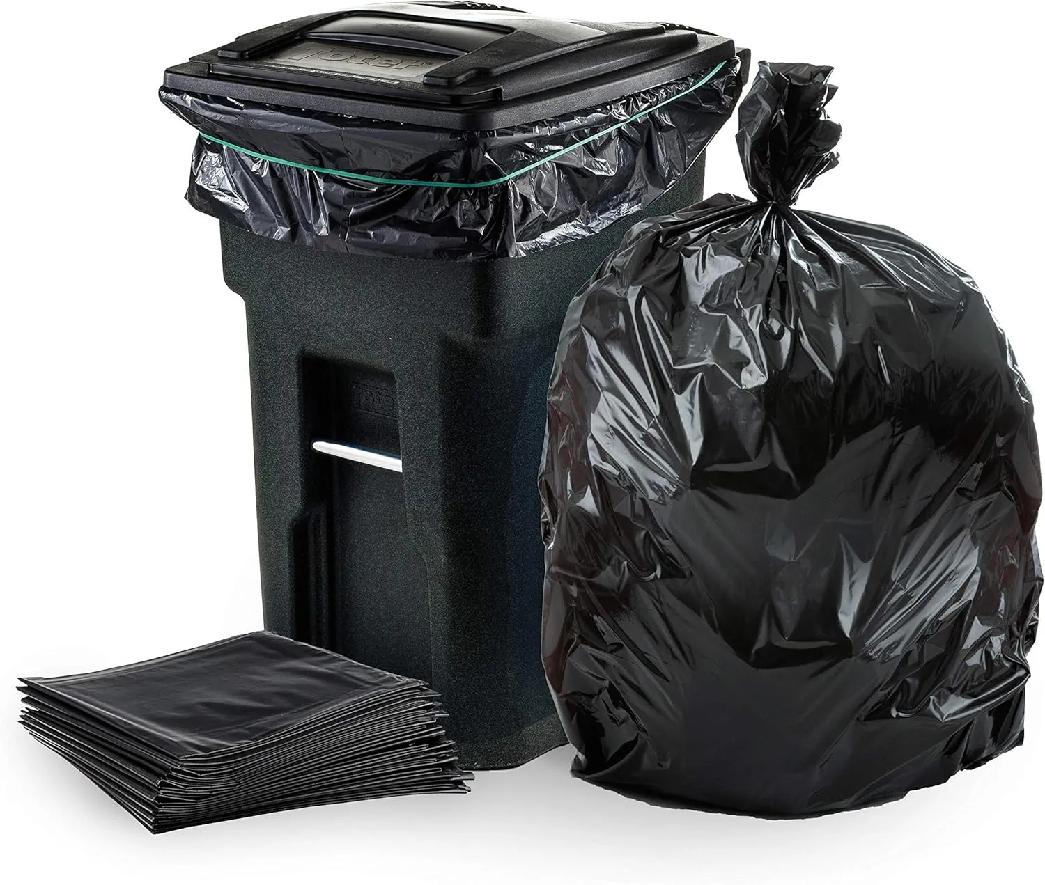 Plasticplace 64-65 Gallon Trash Can Liners for Toter │ 3.0 Mil │ Black Heavy Duty Garbage Bags │ 50” x 60” (25 Count),W65LDBTL3