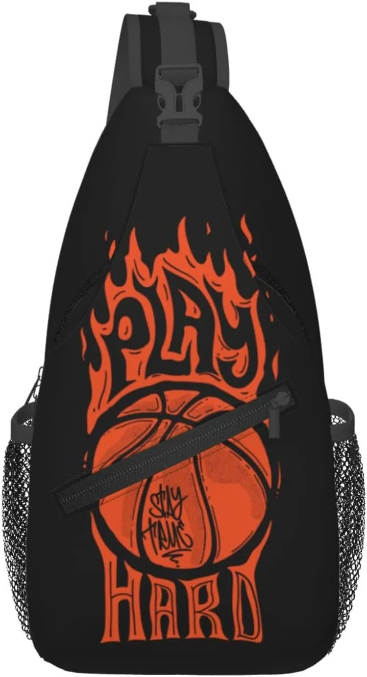 Play Hard Stay True Basketball Chest Bags Crossbody Sling Bag Shoulder Bag Travel Hiking Daypack For Men Women