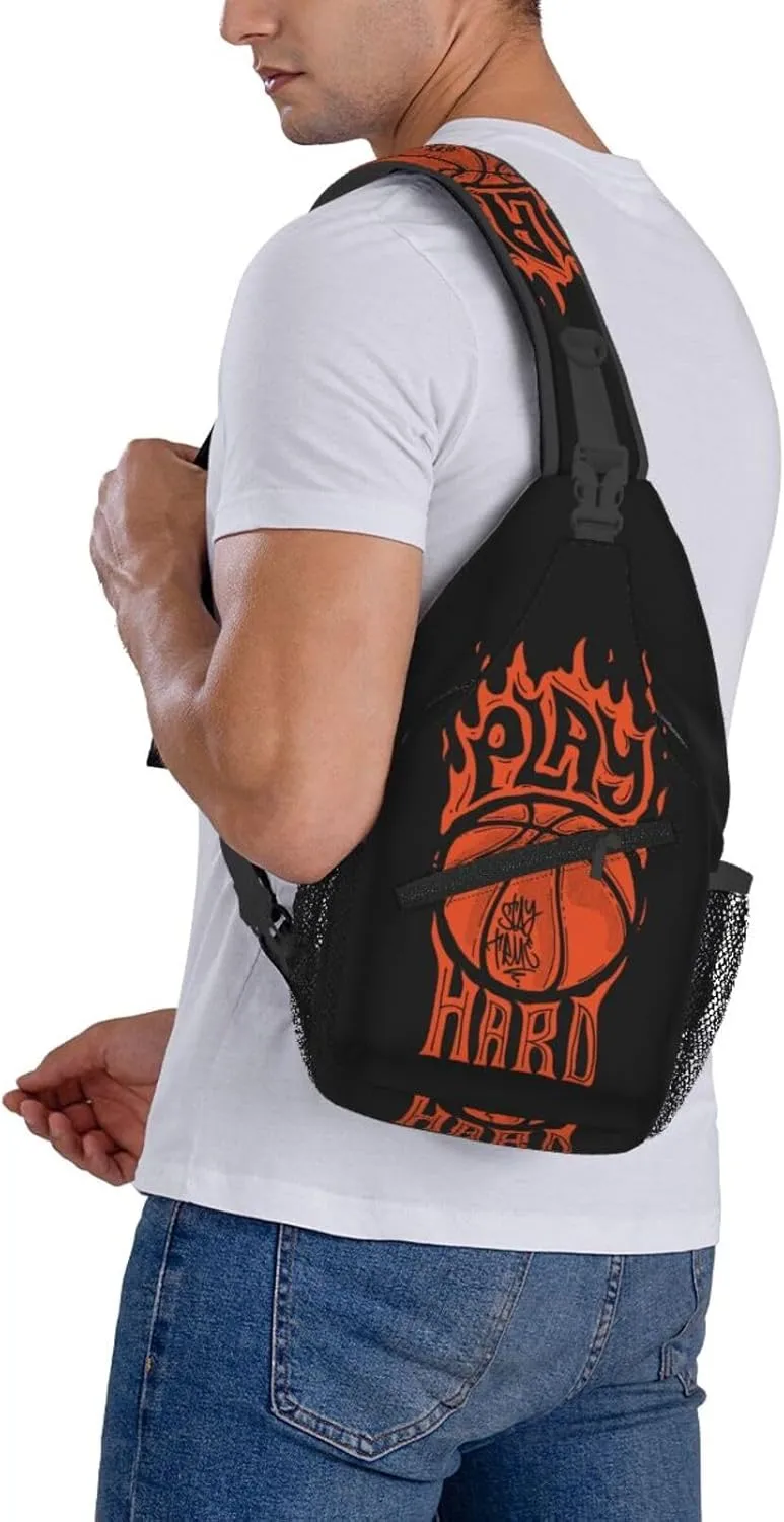 Play Hard Stay True Basketball Chest Bags Crossbody Sling Bag Shoulder Bag Travel Hiking Daypack For Men Women