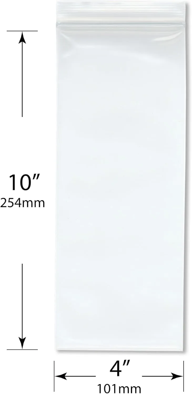 Plymor 4" x 10" (Pack of 100), 6 Mil Industrial Duty Zipper Reclosable Plastic Bags