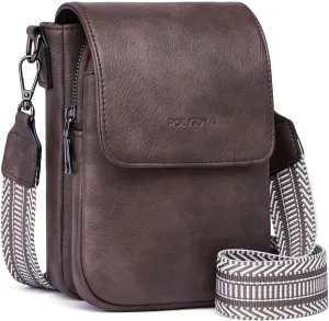 POIUGOYA Small Crossbody Bags for Women Trendy,Leather Triple Compartment Cell Phone Crossbody Wallet Purses with Card Slots