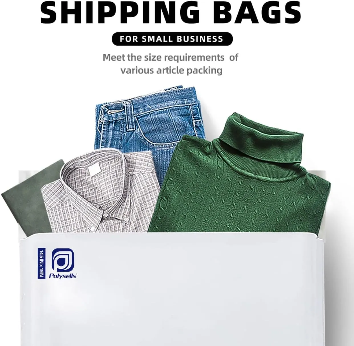POLYSELLS Poly Mailers Shipping Envelopes, Strong Adhesive Sealing, Waterproof, and Tear-resistant Postal Mailing Bags for Clothing, Books, and Accessories (White, 14.5x19 Inch, 500 pcs)