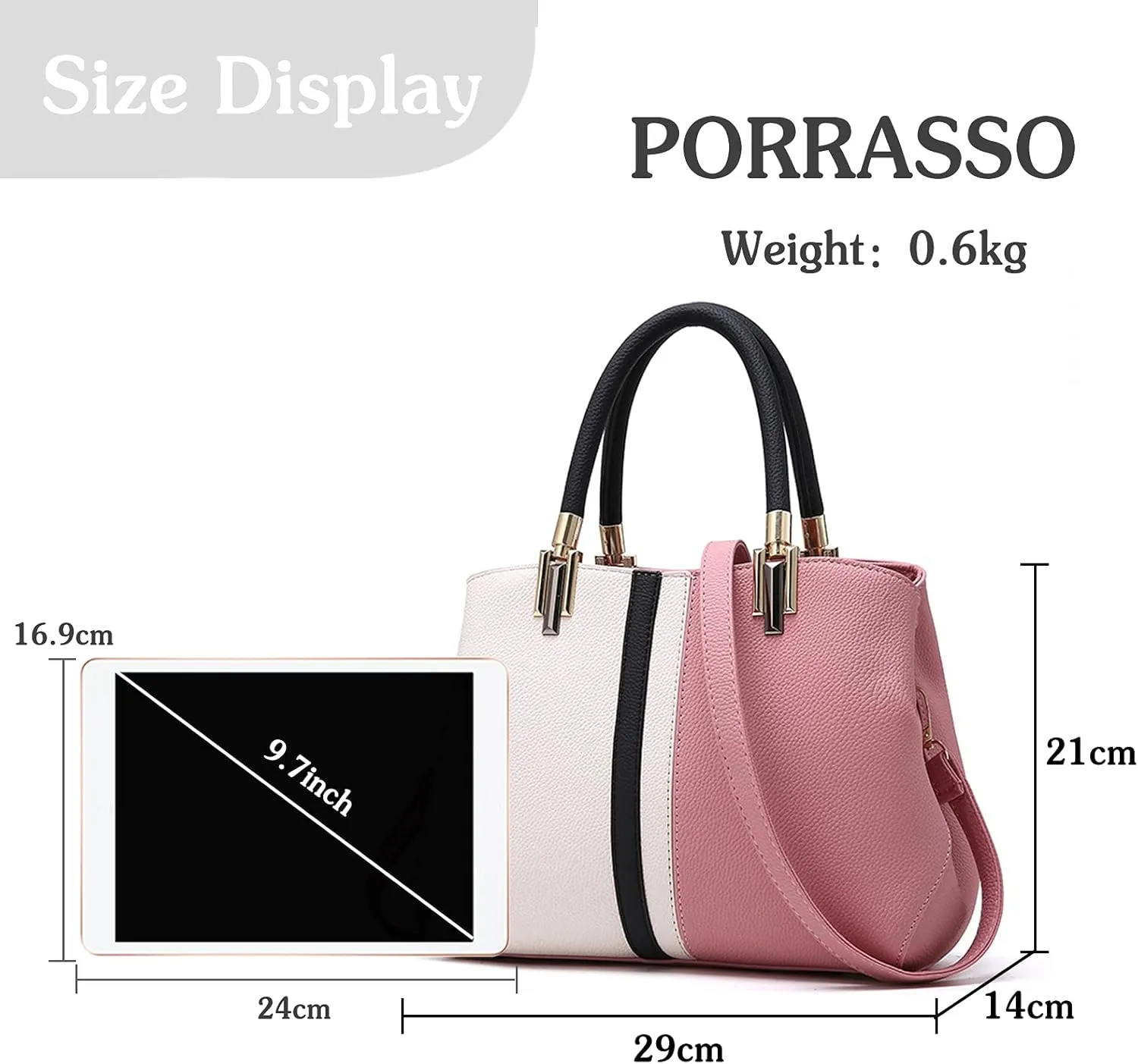 PORRASSO Women Handbag Fashion Top-Handle Bags Ladies Tote Shoulder Bag Female