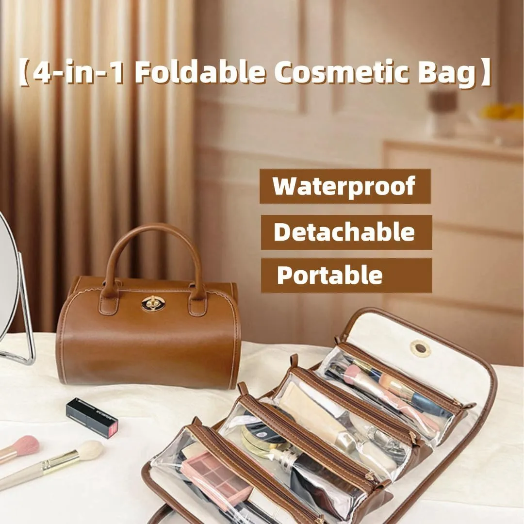 Portable Cosmetic Bag,Large Capacity,Waterproof Travel Makeup Organizer with Detachable Interior Pockets