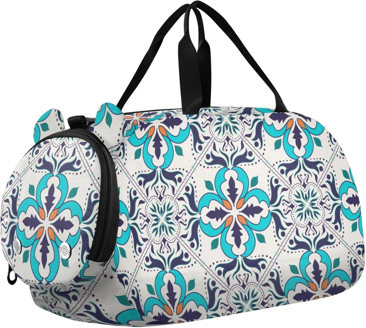 Portuguese Tiles Blue Amd Gray Duffel Bags for Boys Small Gym Bags for Teens Dance Bag for Girls