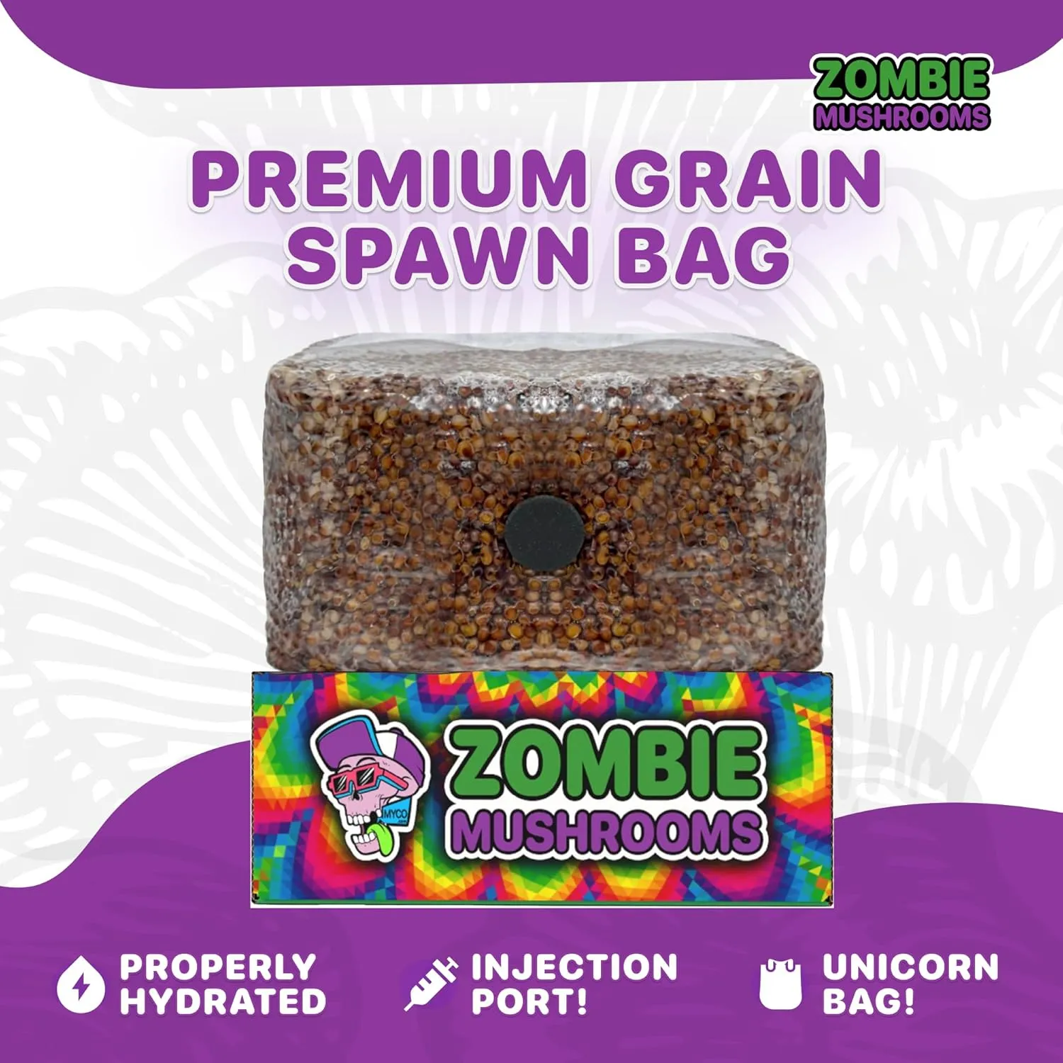 Premium 3lb Grain Spawn Bag x2-100% Sterile, Hydrated Grains with Self-Healing Injection Port, 0.2 Micron Patch for Growing Mushroom- Ready to Use (18lbs)