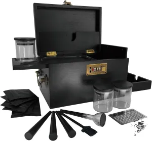 Premium Large Bamboo Box with Combination Lock & Hidden Drawer, Secret Storage Stash Box,Upgraded with Handle, 5 Smell Proof Bags, 3 Glass Jars, 3 Tube, Brush, Grinder Card, Cone Funnel Rolling Kit
