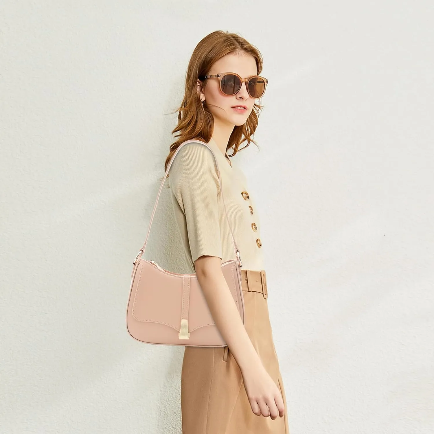 Prettyzys Crescent Shoulder Bag for Women, Vintage Retro Vegan Leather Clutch Tote Handbags Crossbody Bags Handbag for Women