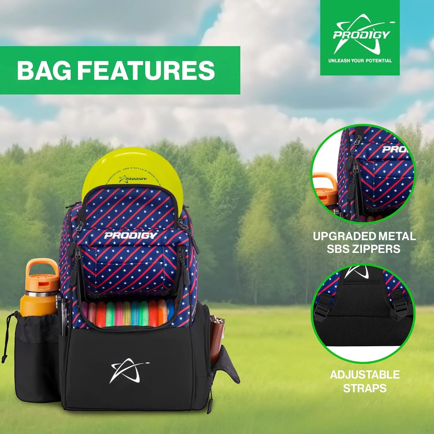 Prodigy Disc Ascent Disc Golf Backpack, Beginner Frisbee Backpack with 18  Disc Capacity, Lightweight Golf Starter Bag, Essential Accessories