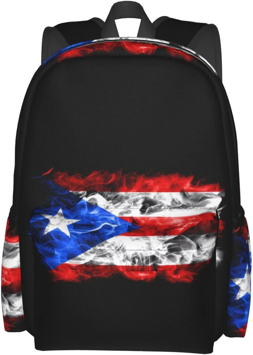 Puerto Rico Flag Waving Backpack Large Capacity Backpack Lightweight Double Shoulder Bag For Women Men Travel