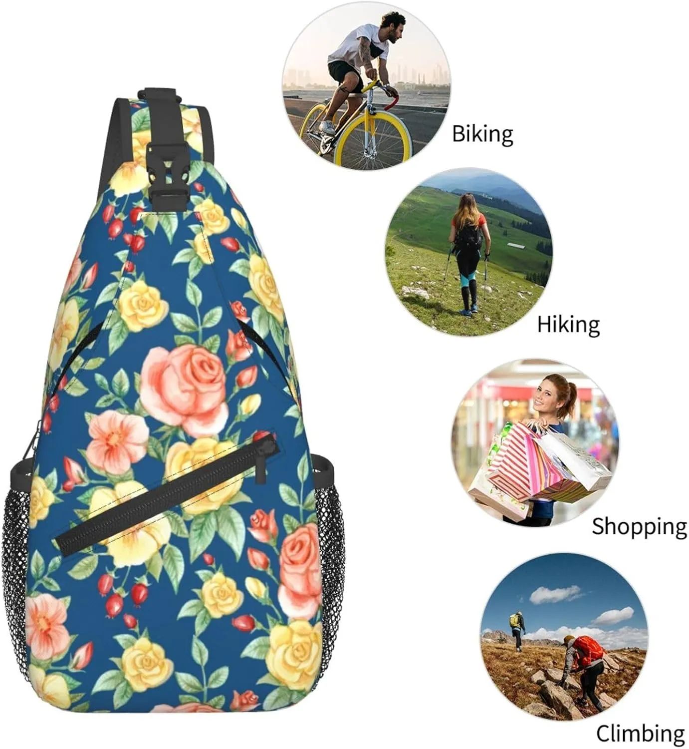 Purple Buffalo Plaid Check Sling Bag Adjustable Crossbody Bag Casual Chest Bags Travel Shoulder Backpack