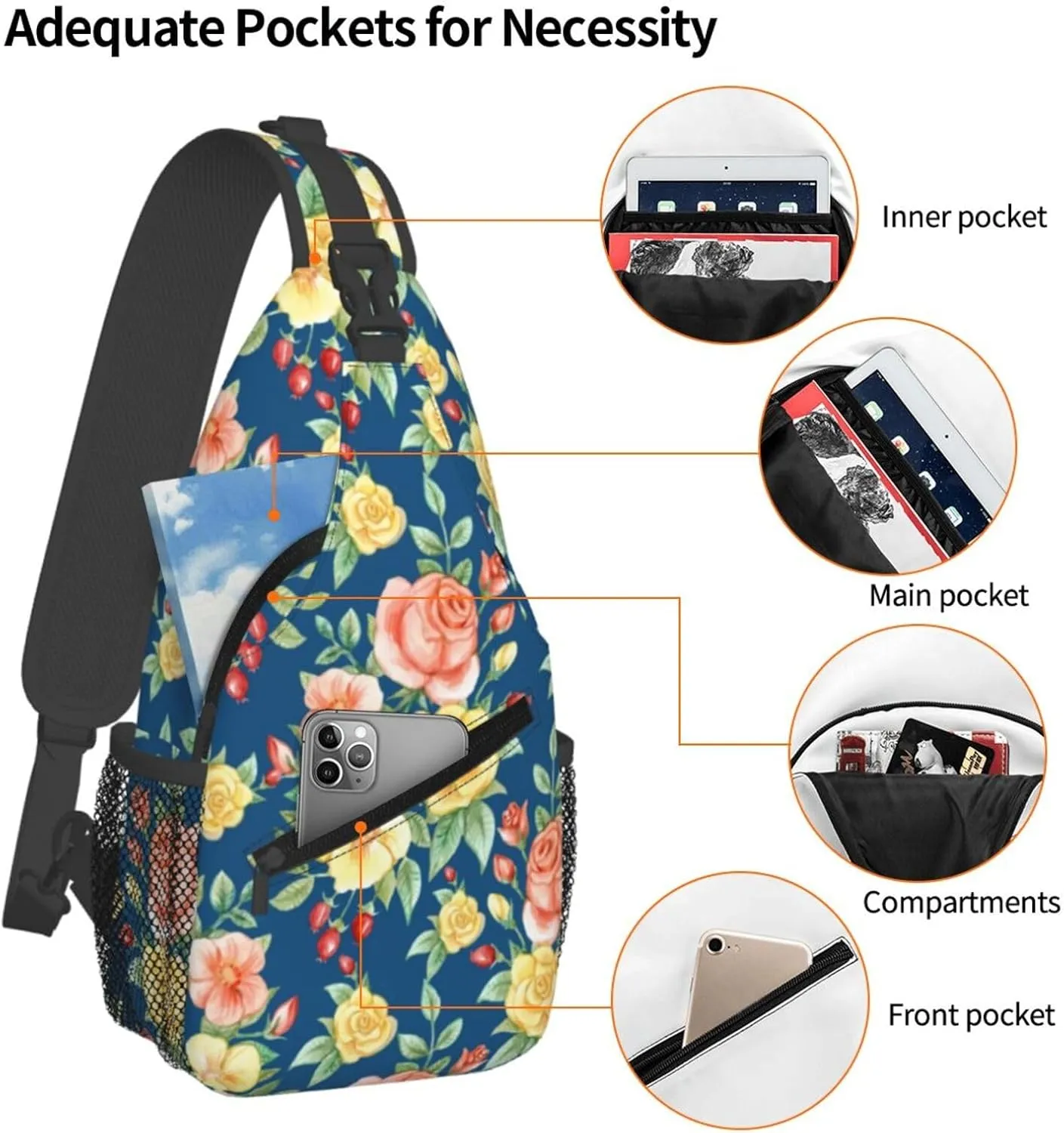 Purple Buffalo Plaid Check Sling Bag Adjustable Crossbody Bag Casual Chest Bags Travel Shoulder Backpack