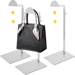 Purse Holder 3 Pack, Purse Display Stand Stainless Steel, Adjustable Height Purse Hanger Handbag Holder for Organizing and Showcasing, Silver