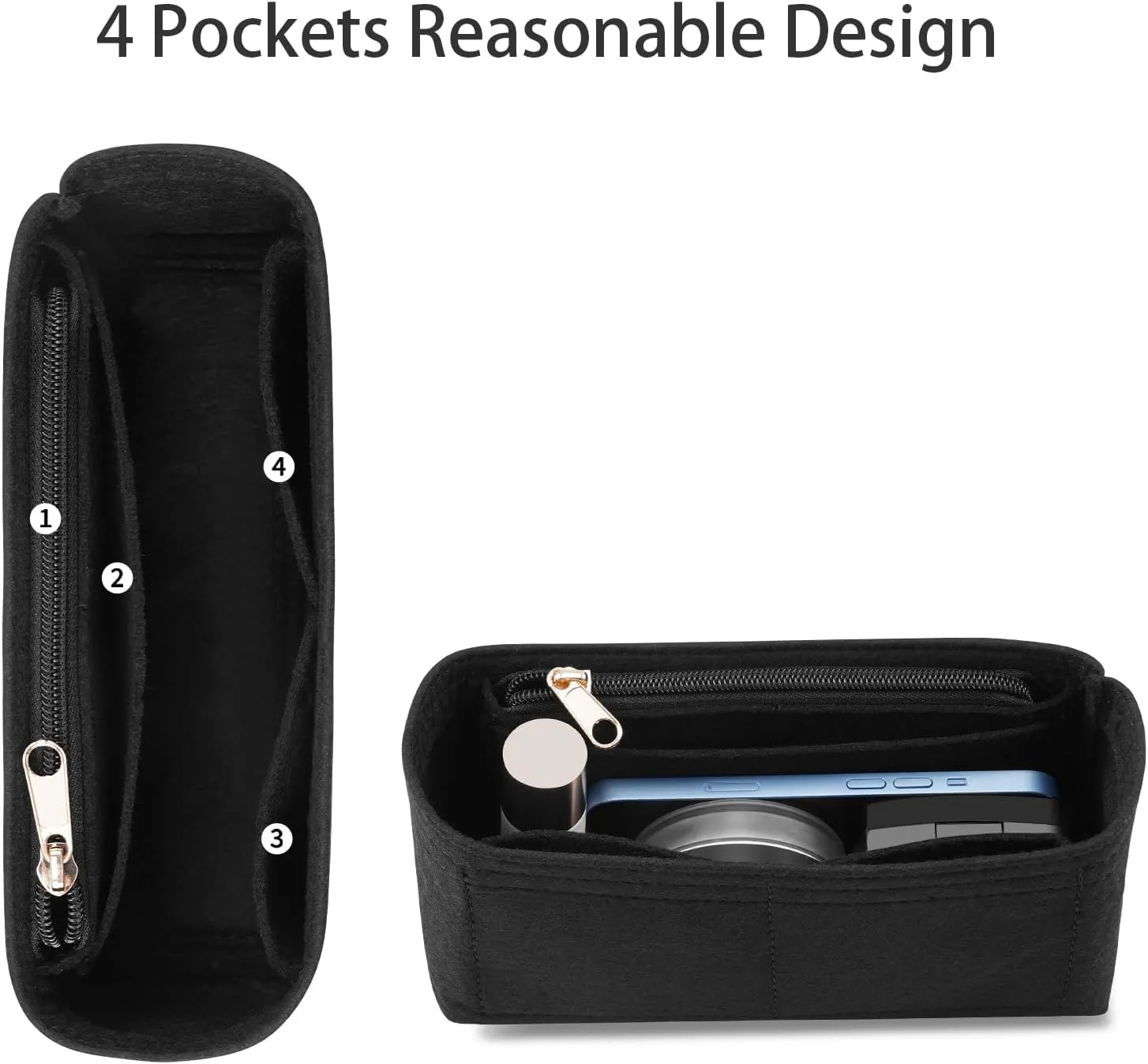 Purse Organizer Insert for CHANEL 19 Maxi Flap Bag Organizer Insert Handbag (Black, Maxi)